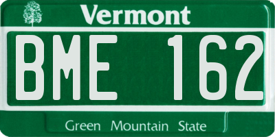 VT license plate BME162