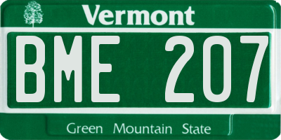 VT license plate BME207
