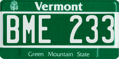 VT license plate BME233