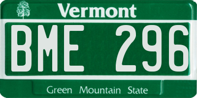 VT license plate BME296