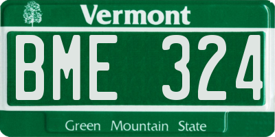 VT license plate BME324