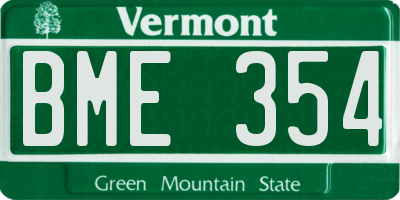 VT license plate BME354