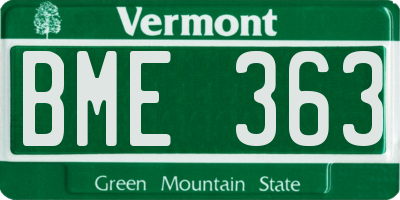 VT license plate BME363