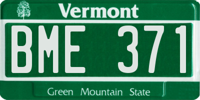VT license plate BME371
