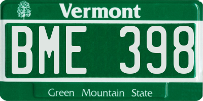 VT license plate BME398