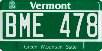 VT license plate BME478