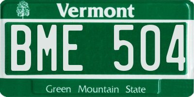 VT license plate BME504
