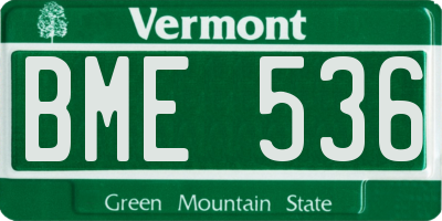 VT license plate BME536