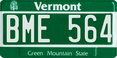VT license plate BME564