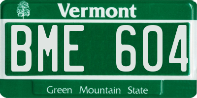 VT license plate BME604