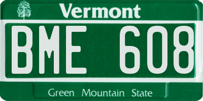 VT license plate BME608
