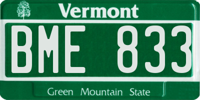 VT license plate BME833