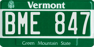 VT license plate BME847