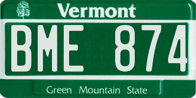 VT license plate BME874