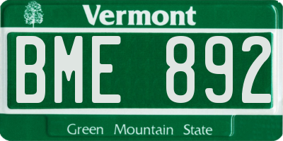 VT license plate BME892