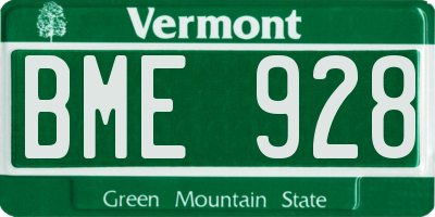VT license plate BME928