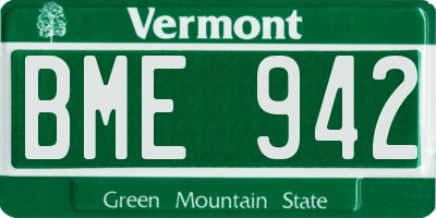 VT license plate BME942