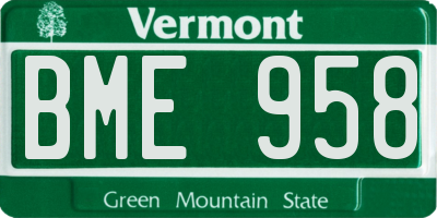 VT license plate BME958