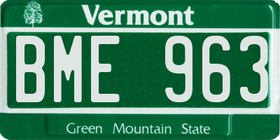 VT license plate BME963