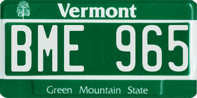 VT license plate BME965