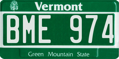 VT license plate BME974