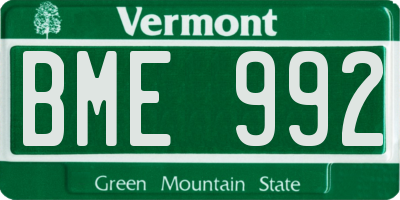VT license plate BME992