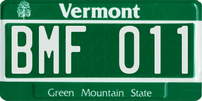 VT license plate BMF011