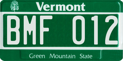 VT license plate BMF012