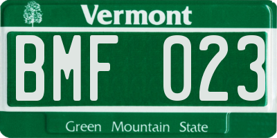 VT license plate BMF023