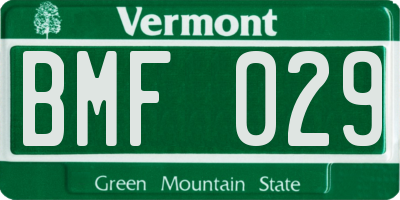 VT license plate BMF029