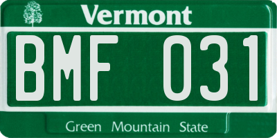 VT license plate BMF031