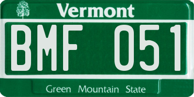 VT license plate BMF051