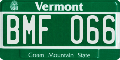 VT license plate BMF066