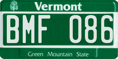 VT license plate BMF086