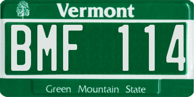 VT license plate BMF114