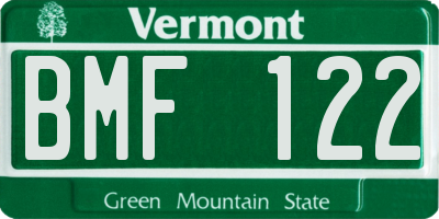 VT license plate BMF122