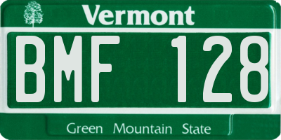VT license plate BMF128