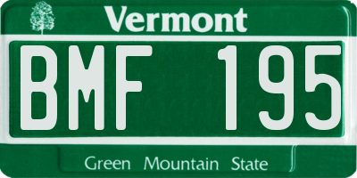 VT license plate BMF195