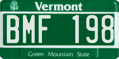 VT license plate BMF198