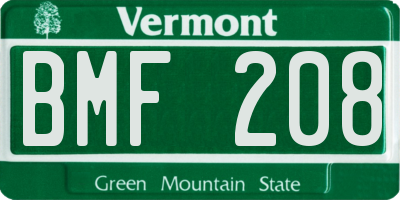 VT license plate BMF208