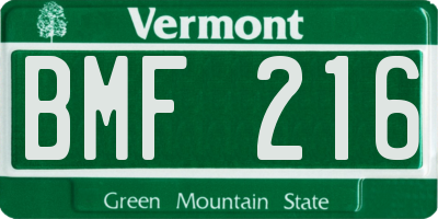 VT license plate BMF216