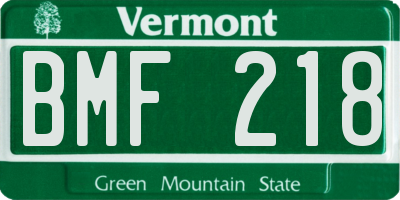 VT license plate BMF218