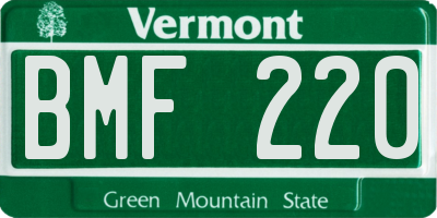 VT license plate BMF220