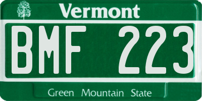 VT license plate BMF223