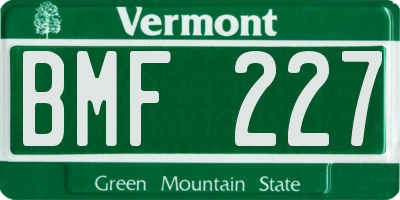 VT license plate BMF227