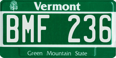 VT license plate BMF236