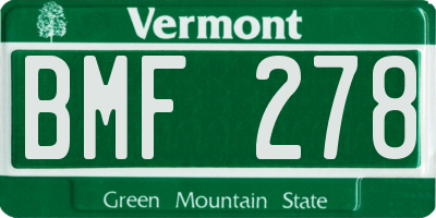 VT license plate BMF278