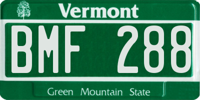 VT license plate BMF288
