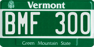 VT license plate BMF300