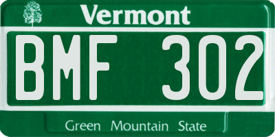 VT license plate BMF302
